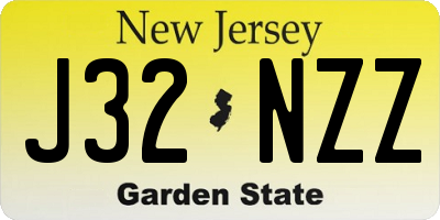 NJ license plate J32NZZ