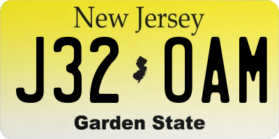 NJ license plate J32OAM