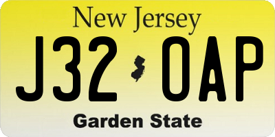 NJ license plate J32OAP