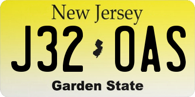 NJ license plate J32OAS