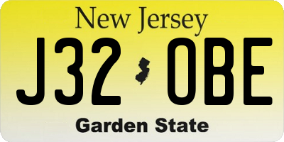 NJ license plate J32OBE