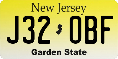NJ license plate J32OBF