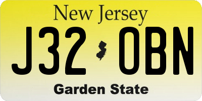 NJ license plate J32OBN