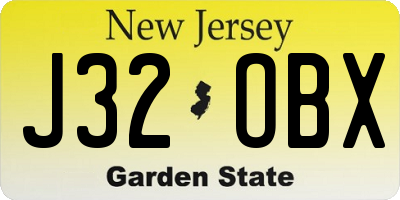 NJ license plate J32OBX