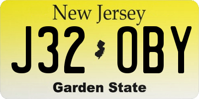 NJ license plate J32OBY