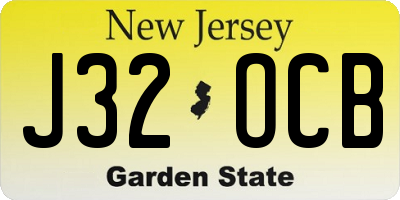 NJ license plate J32OCB