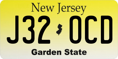 NJ license plate J32OCD