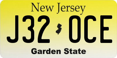 NJ license plate J32OCE
