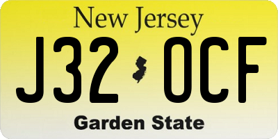 NJ license plate J32OCF