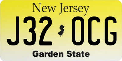 NJ license plate J32OCG