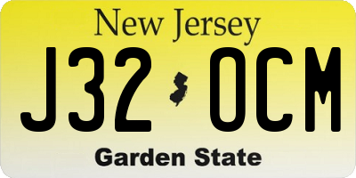 NJ license plate J32OCM