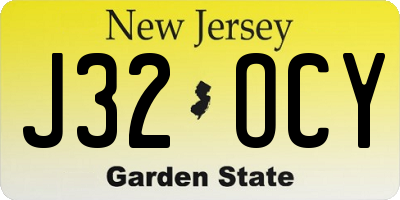 NJ license plate J32OCY