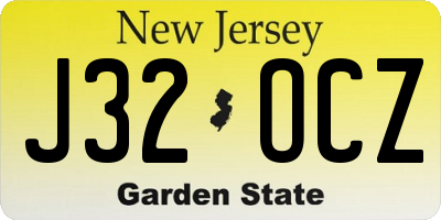 NJ license plate J32OCZ