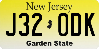 NJ license plate J32ODK