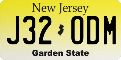 NJ license plate J32ODM