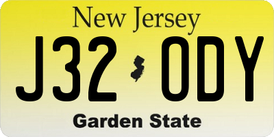 NJ license plate J32ODY