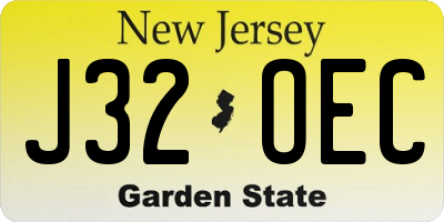 NJ license plate J32OEC