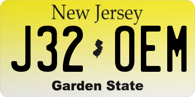 NJ license plate J32OEM