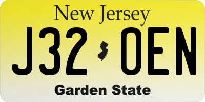 NJ license plate J32OEN