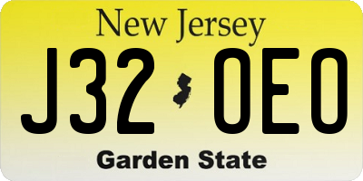 NJ license plate J32OEO