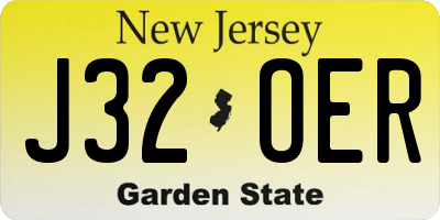 NJ license plate J32OER
