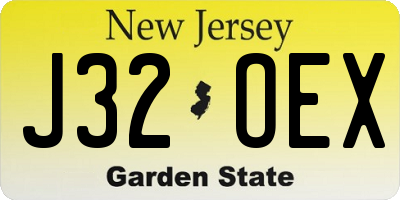 NJ license plate J32OEX