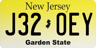 NJ license plate J32OEY
