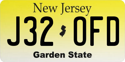NJ license plate J32OFD