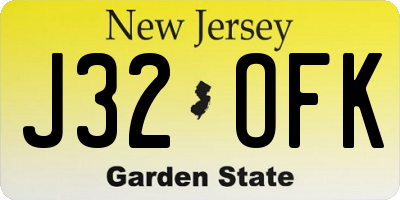 NJ license plate J32OFK