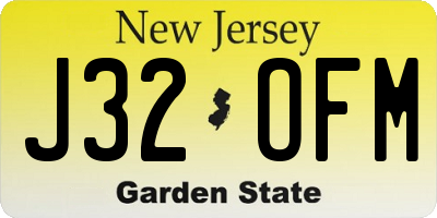 NJ license plate J32OFM