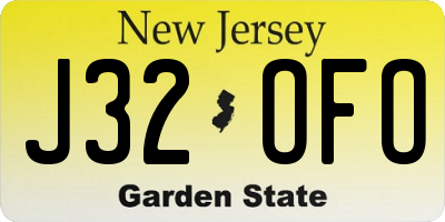 NJ license plate J32OFO