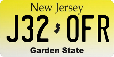 NJ license plate J32OFR