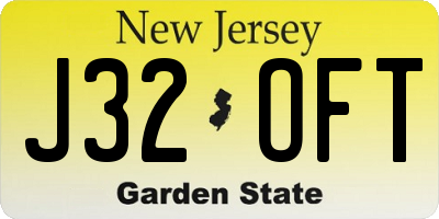 NJ license plate J32OFT