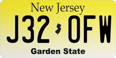 NJ license plate J32OFW
