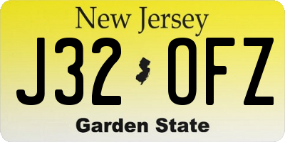 NJ license plate J32OFZ