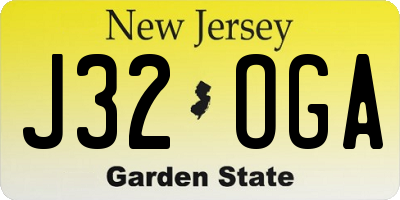 NJ license plate J32OGA
