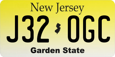 NJ license plate J32OGC