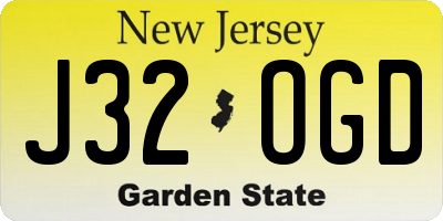 NJ license plate J32OGD