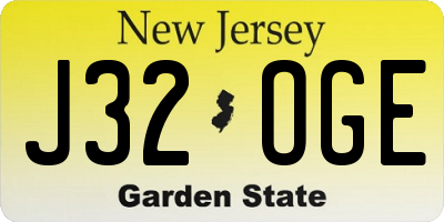 NJ license plate J32OGE