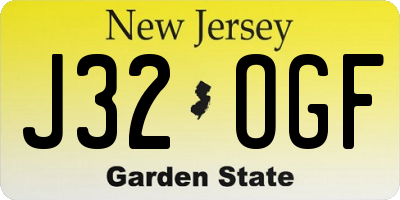 NJ license plate J32OGF