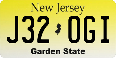 NJ license plate J32OGI