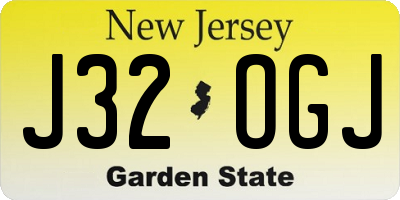 NJ license plate J32OGJ