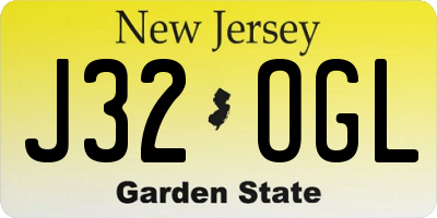 NJ license plate J32OGL