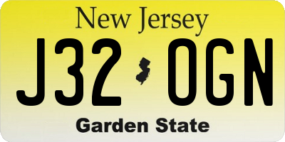 NJ license plate J32OGN
