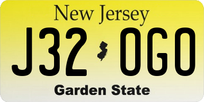 NJ license plate J32OGO