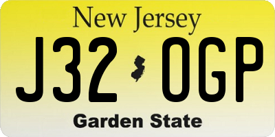 NJ license plate J32OGP