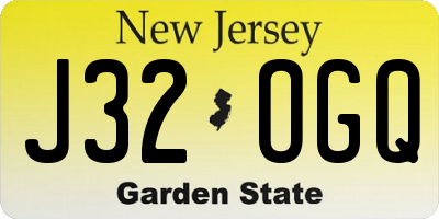 NJ license plate J32OGQ