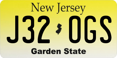 NJ license plate J32OGS