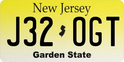 NJ license plate J32OGT