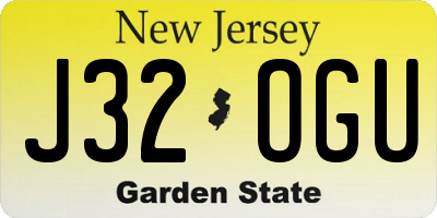 NJ license plate J32OGU